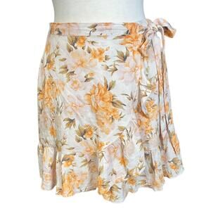 American Eagle Floral Wrap Skirt XS Mini Ruffle Boho Coquette Cottagecore